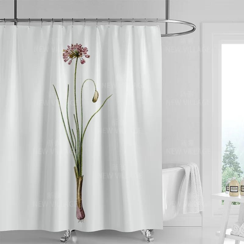 Minimalistický sprchový závěs s rostlinným motivem, moderní dekorace koupelny a toalety, soukromý závěs 180x180cm voděodolný sprchový závěs