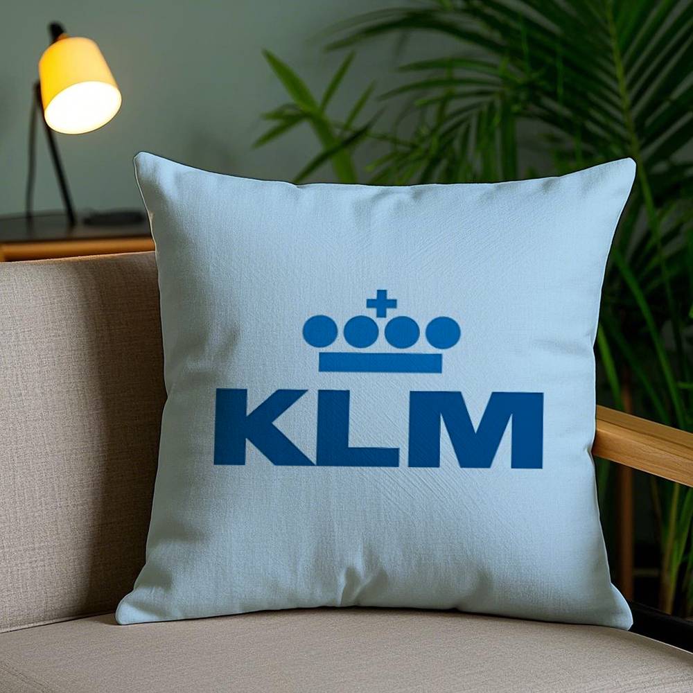 Netherlands K-Klm R-Royal Dutch Airlines Pillow Case Home Dorm Chair Back Short Plush Double-sided Printing Office Cushion Cover