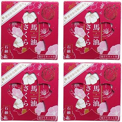 Horse Oil Sakura Soap Foaming [Bulk Purchase] (with Net) (100g) [x4 Pieces]