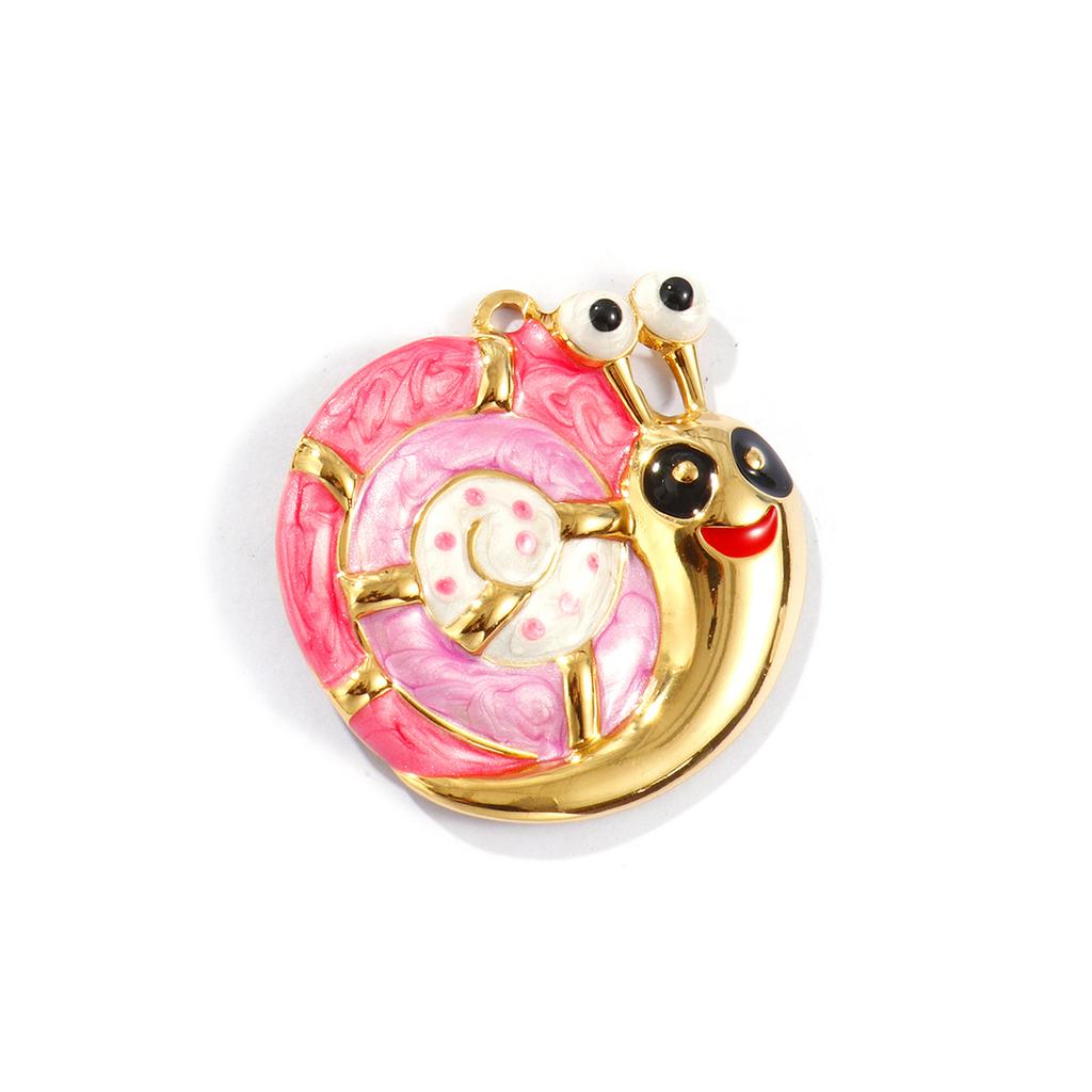 1pc Stainless Steel Charms 18K Gold Plated Snail Animal Pearlized  Multicolor Enamel Pendant DIY Necklace Jewelry 4.3cm X 4.3cm