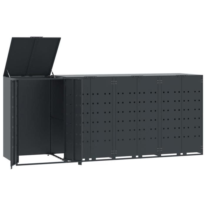 VidaXL Wheeled Storage for Trash Cans for 4 Bins Anthracite, Trash Can Storage, 3279984