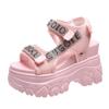 Korean Style Rhinestone Platform Velcro Sandals - 2024 Summer Collection