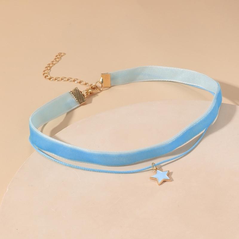 Gothic Double Layers Velvet Choker Chain Women Neck Chain Star-shaped Pendant Necklace Fashion Collar Punk Jewelry