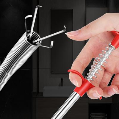 2-teiliges Werkzeug zum Entfernen von Abwasserrohrbaggern, Abflussverstopfungsentfernungswerkzeug, 4-Krallen-Design, extralanges, flexibles, biegsames Reinigungswerkzeug für Kanalbaggergeräte