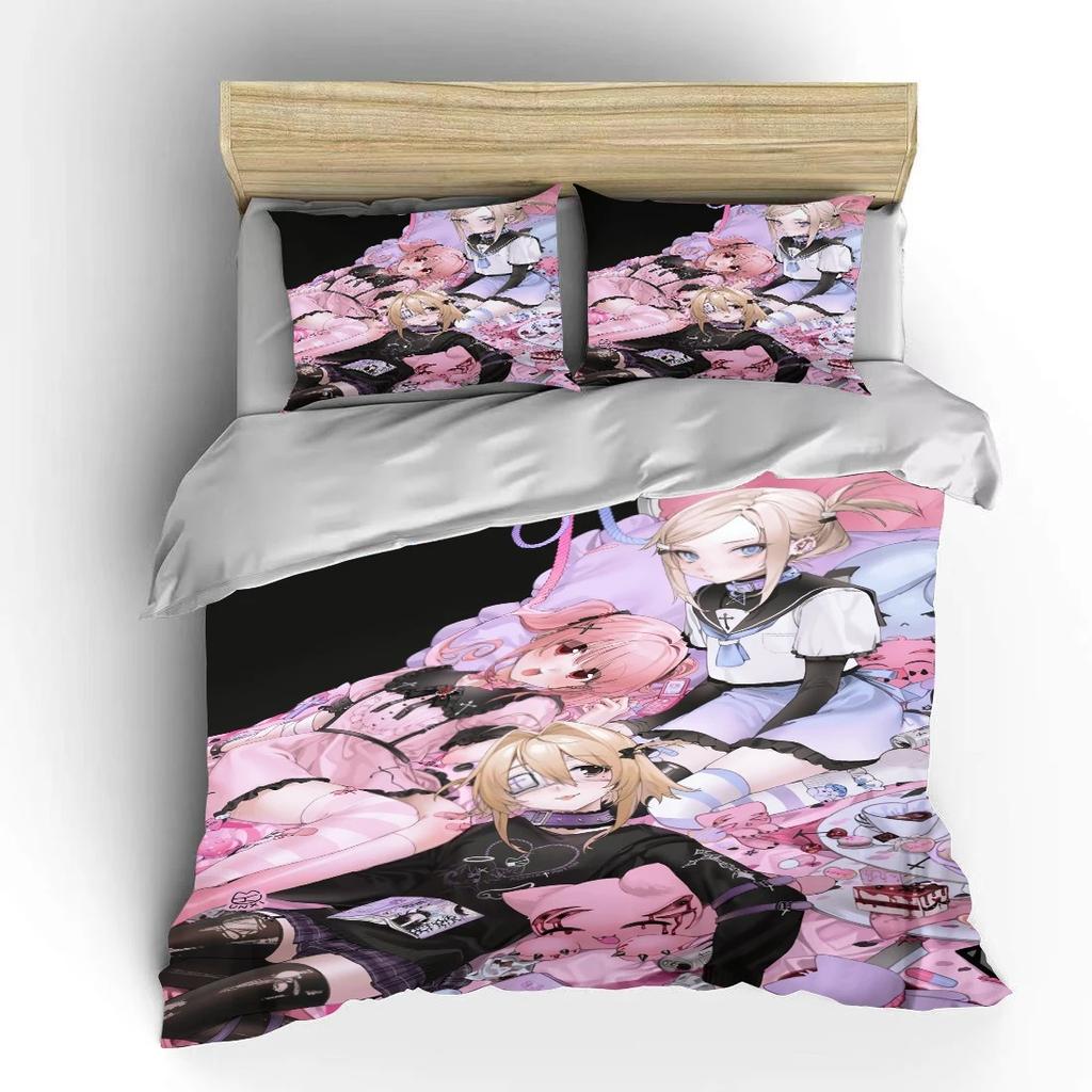 Japanese Anime Moe Double Bed Duvet Cover Bed European Bedding Sets Home Textiles Luxury Pillow Cases Bedroom Bedding Sets