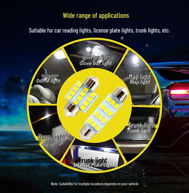 LED Car Light Set: 24PCS T10 Parking, Double-Ended Reading, License Plate, Interior Door Lights.