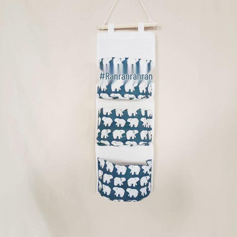 Three-Pocket Cotton Linen Over-the-Door Hanging Storage Bag