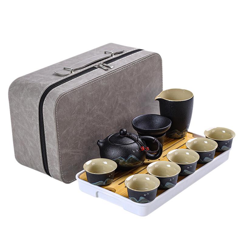 Black Pottery Yuanshan Portable Travel Tea Set Ceramic Home Office Outdoor Tea Pot Tea Cup Gift Box