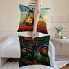 Dutch Windmills & Tulips Cushion Cover Anti-dustmite Pillowcase Invisible Zipper Silky Short Plush Sofa Cushion Cover