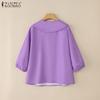 ZANZEA Women Casual Doll Collar Loose 3/4 Sleeve Print Blouse