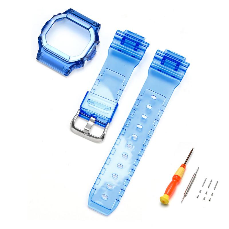 

Ремешок для часов из смолы + чехол для Casio G-Shock DW-5600/5000/5030/5025 GW-M5610/M5600 G-5600 GLX-5600 Браслет Аксессуары 5600 темно-синий