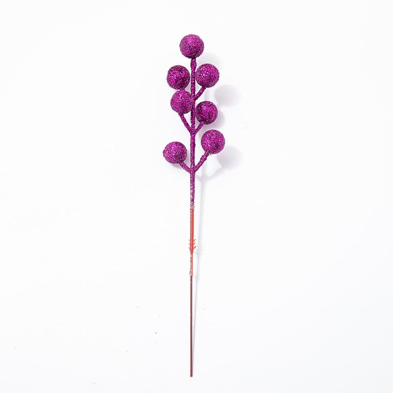 Artificial Red Christmas Picks (7 Stems) with Gold Glitter for Holiday Tree Decorating and Festive Accessories