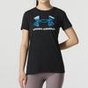 Under Armour Logo Print Breathable Casual Short Sleeve T-Shirt Women Tops Black 1372615-001
