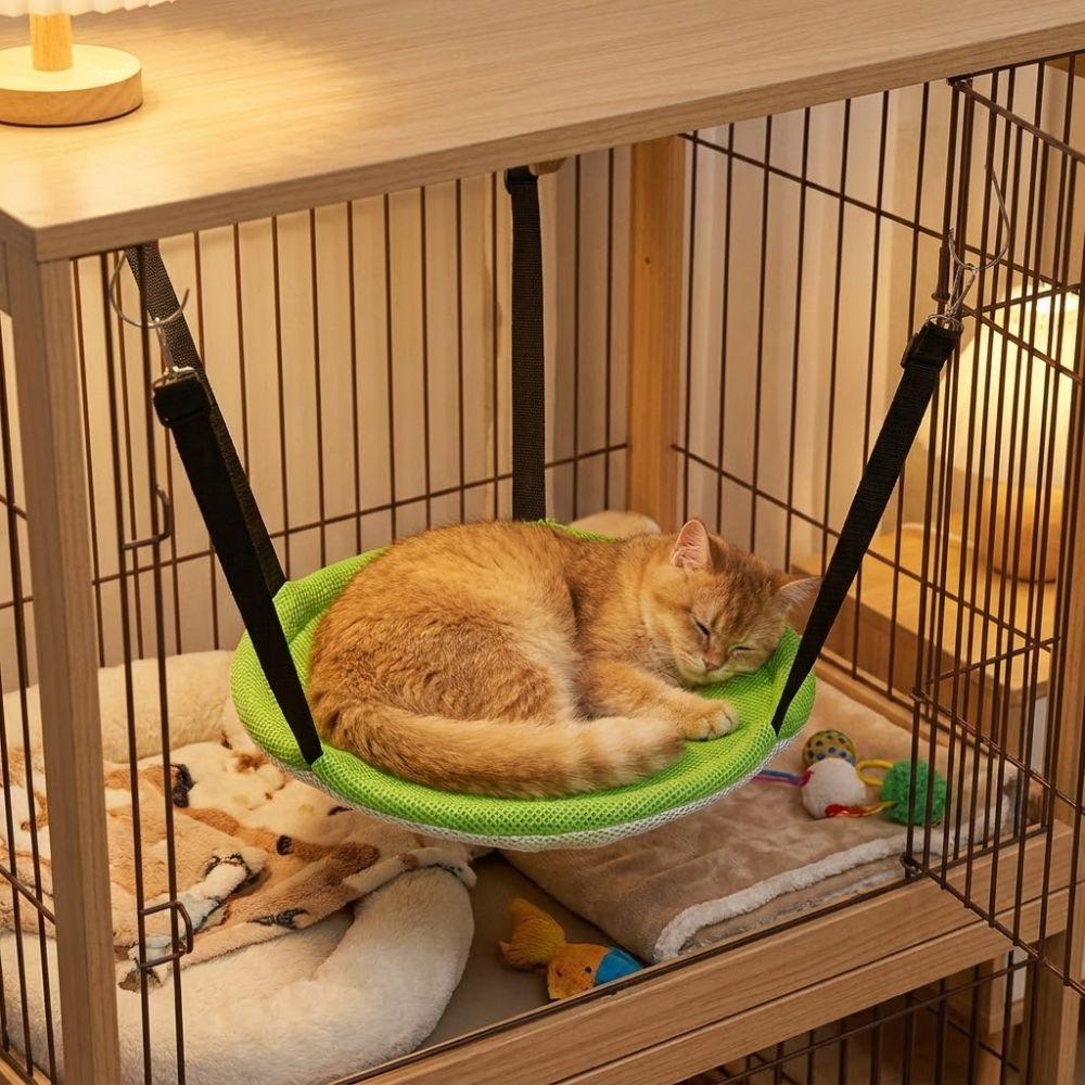 Breathable Mesh Cat Hammock Adjustable Lanyard Pet Cage Hammock  Cage Accessories