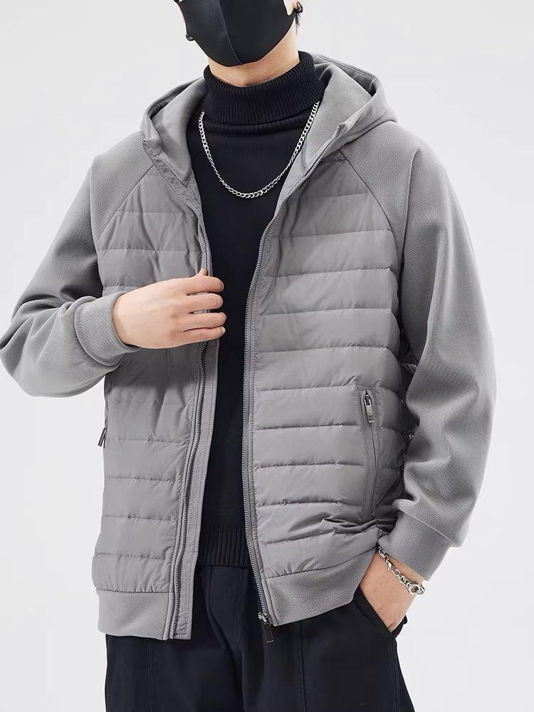 

Мужское зимнее повседневное хлопковое пальто с капюшоном — модное, свободного кроя, однотонное, со сшитым дизайном, куртка для пар XL серый