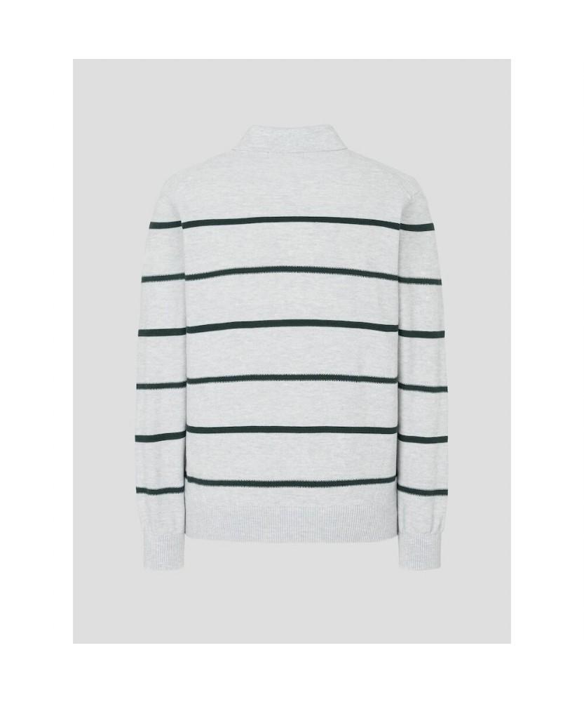 Binpolmen Striped Collared Knit Gray