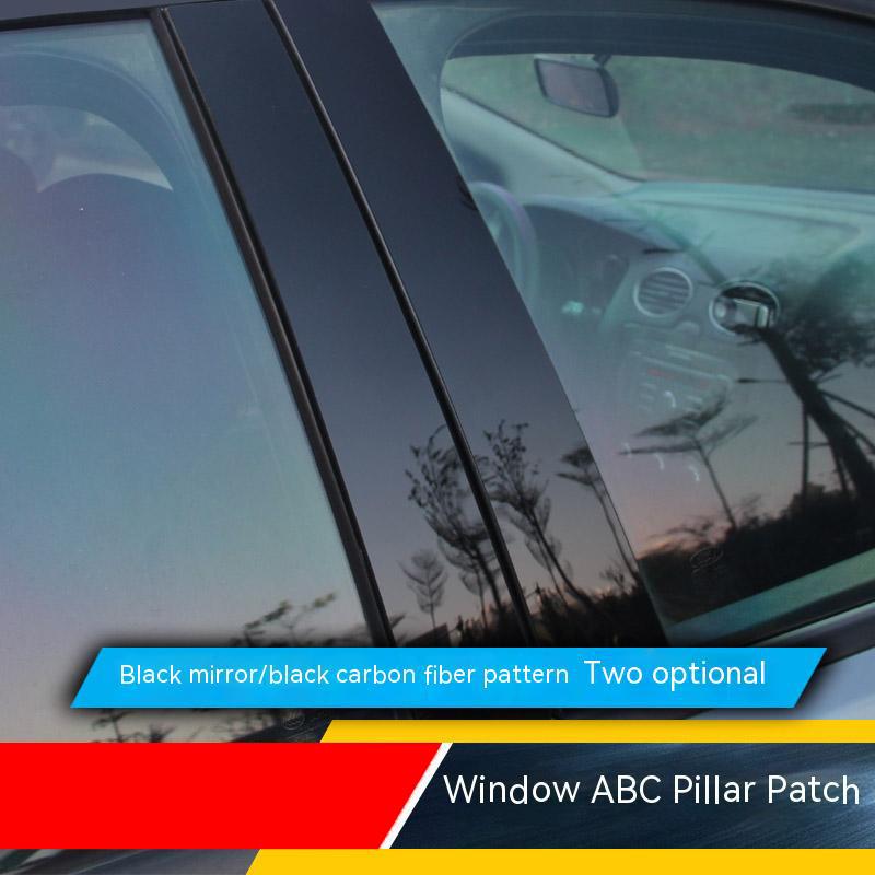 6PCS Black Car Door Window Column BC Pillar Post Cover Trim PC Material Sticker For Honda Jazz FIT 2008 - 2013