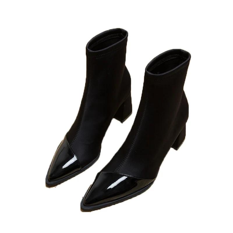 Sexy Women High Heels Ankle Boots Pointed Toe Fashion Shoes  Trend Autumn Winter Chelsea Boots Brand Pumps Sock Botas Mujer