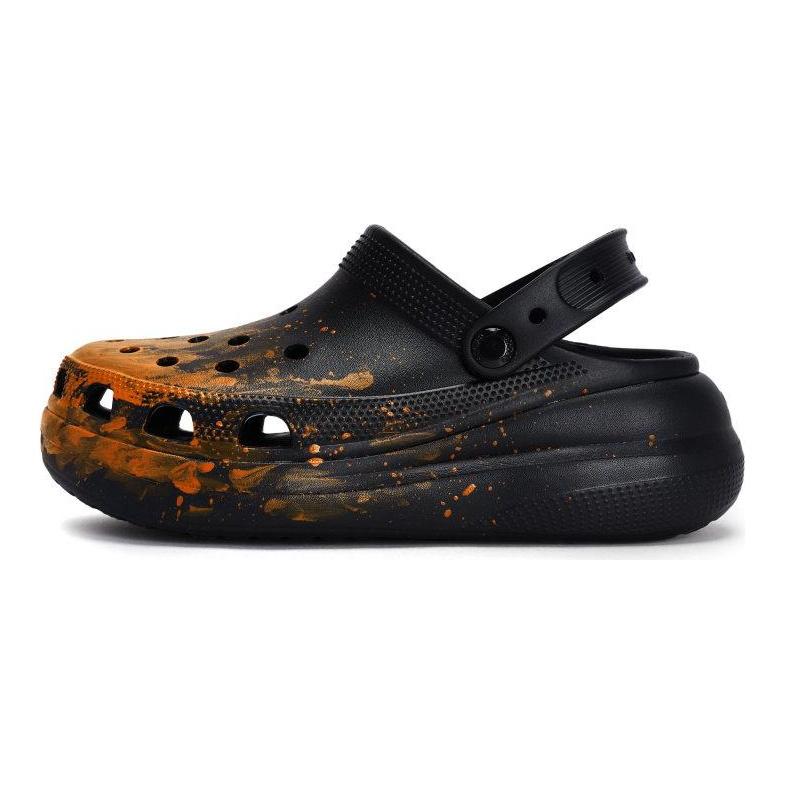Crocs Classic clog EVA fluid splash ink niche aged stepping on feeling gift box model hole shoes for men and women black orange