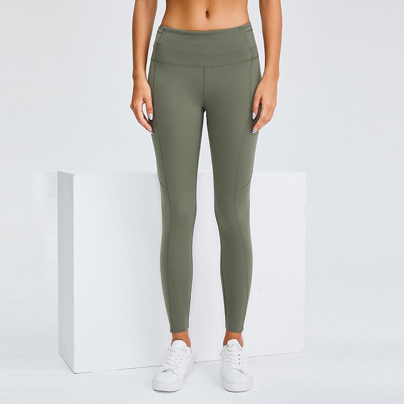 Women's High Waist Side Pocket Yoga Pants - Nine-Point Stretch Sports Leggings