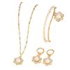 Double Layer Pearl Bracelet & Rhinestone Flower Clasp Earring Set for Women - Light Luxury Sweet Style Jewelry.