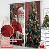 2pcs 2D Flat Printing Merry Christmas Curtain Santa Claus Envelope Christmas Tree Fabric Without Electricity 0 Perfect for