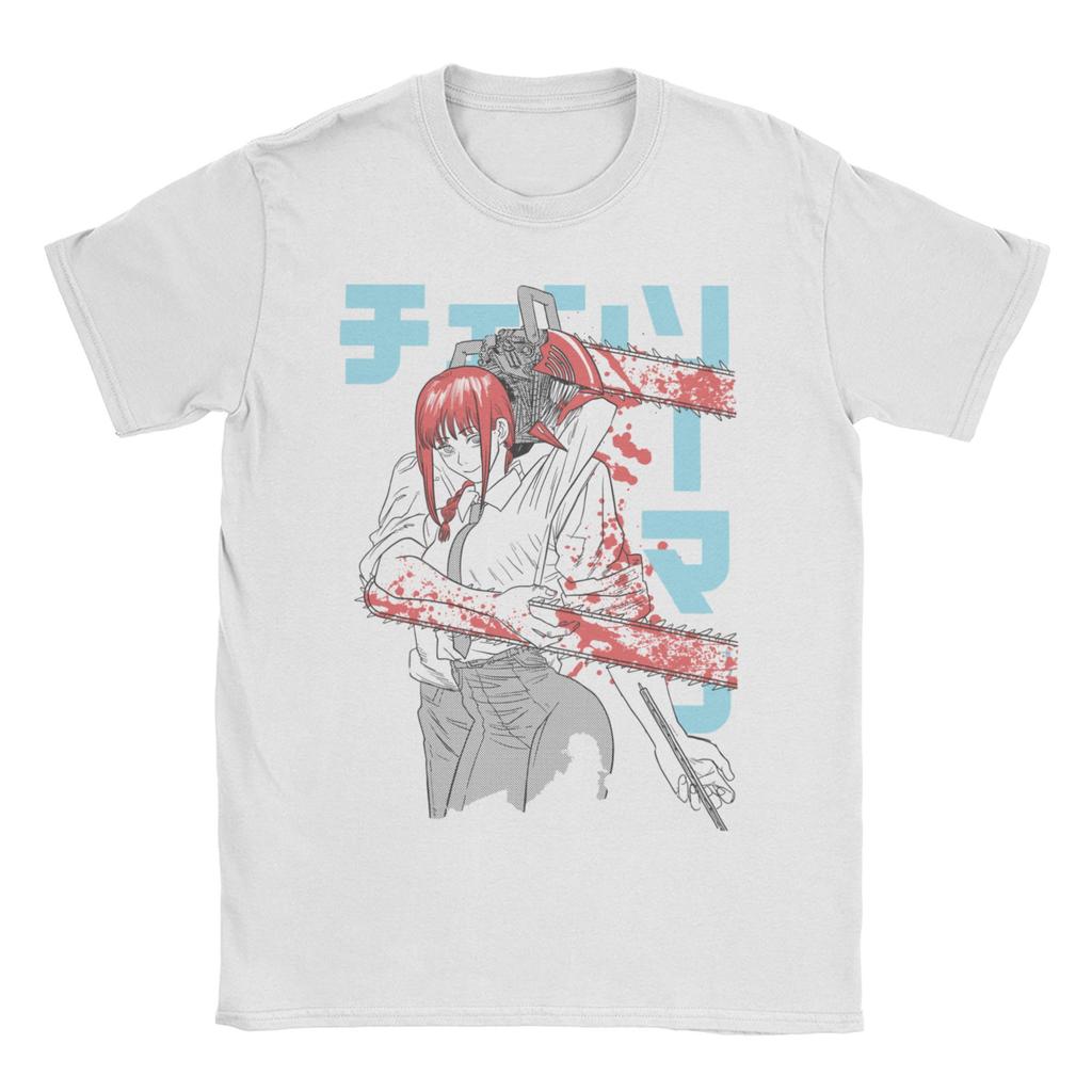 Men Women T-Shirts Chainsaw Man Warrior Humorous Cotton Tees Short Sleeve Denji Devil Makima Anime T Shirt Round Neck Tops Party