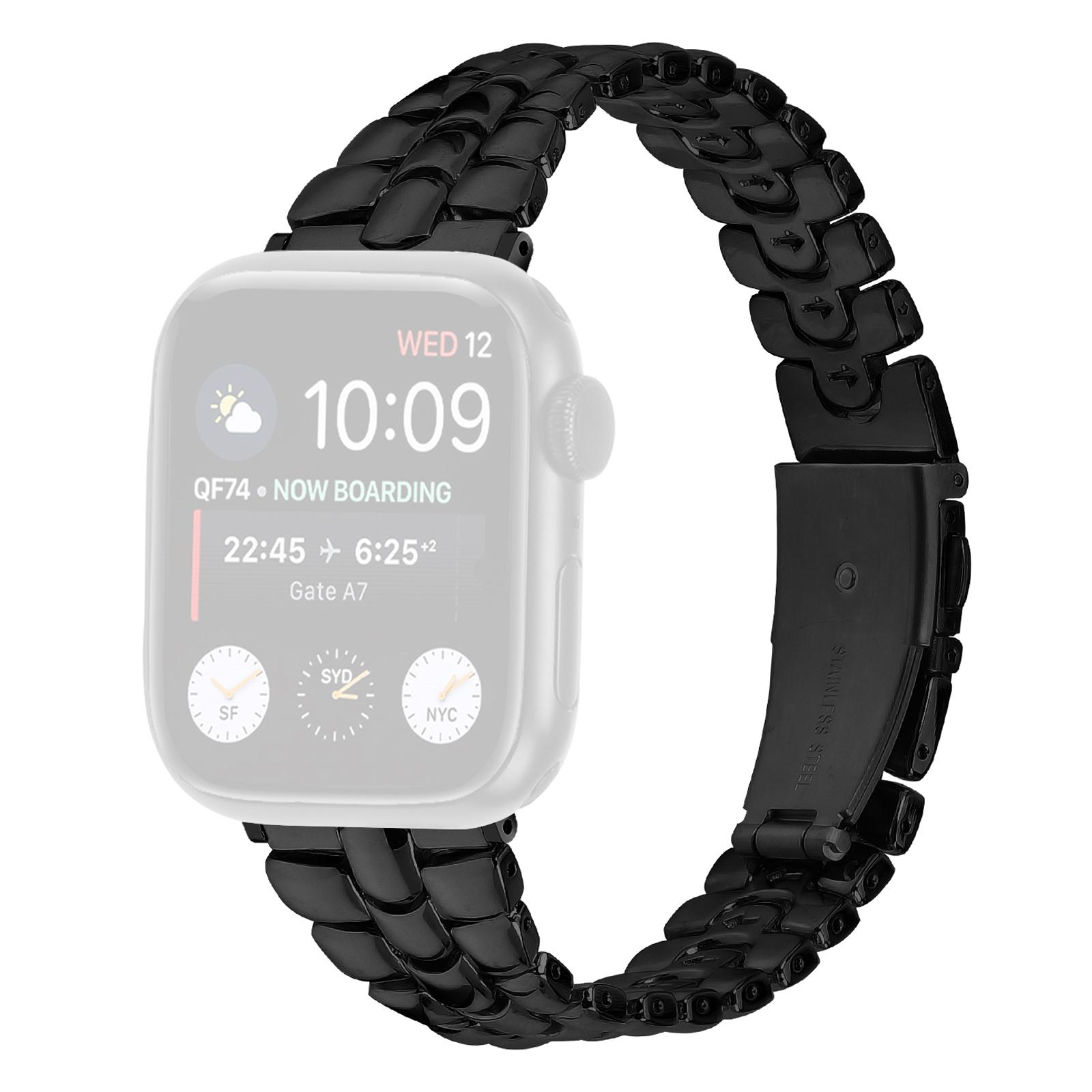 

For Apple Watch Series 10 46mm/Ultra 2 Ultra 49mm/Series 9 8 7 45mm/6 5 4 SE (2023) SE (2022) SE 44mm/3 2 1 42mm Metal Watch Strap Black