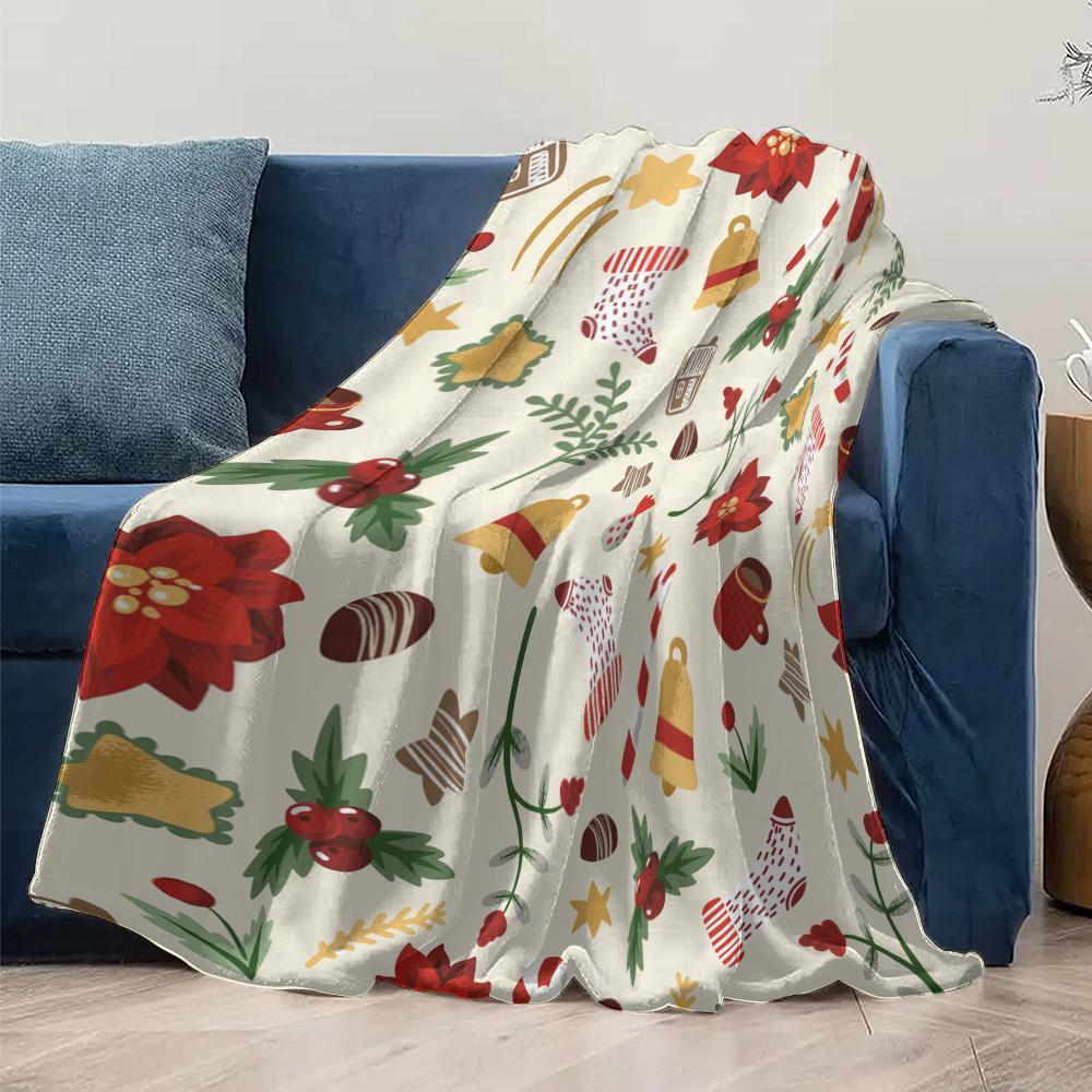 TU Cozy Christmas Throw Blanket Soft Festive Holiday Decor Farmhouse Style Winter Warm Flannel Bedspread Gift Idea