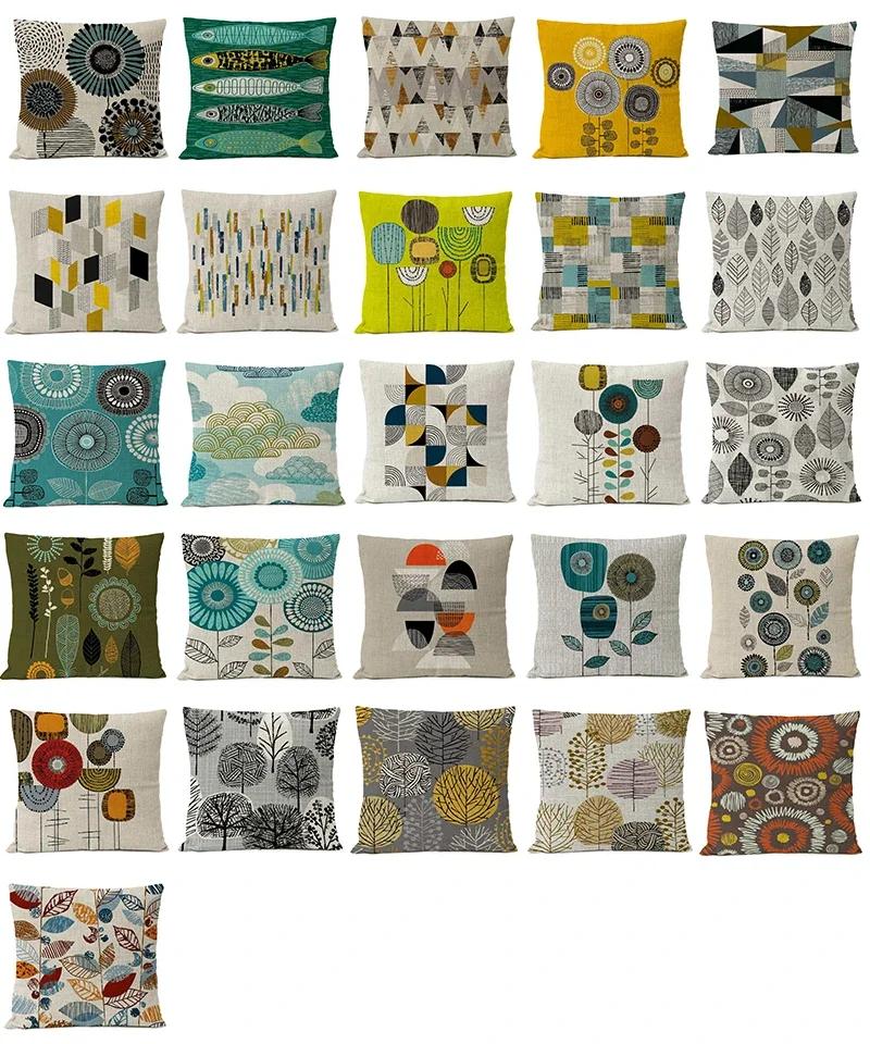 Home Decorative Throw Pillow Rustic Geometric Floral Pillow Cover Multicolor Flower Pillow Case Sofa Cushions 4545cm