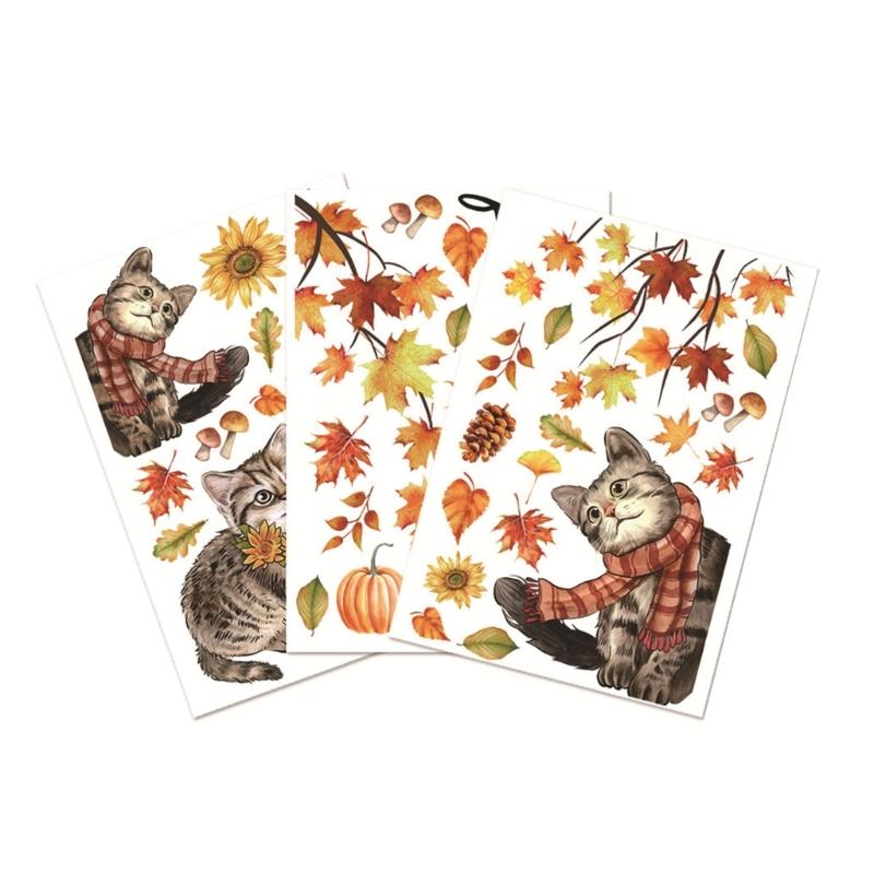 

Set of 3 Thanksgiving Window Stickers Harvest Pictures for Home Party Shop Glass Display 1