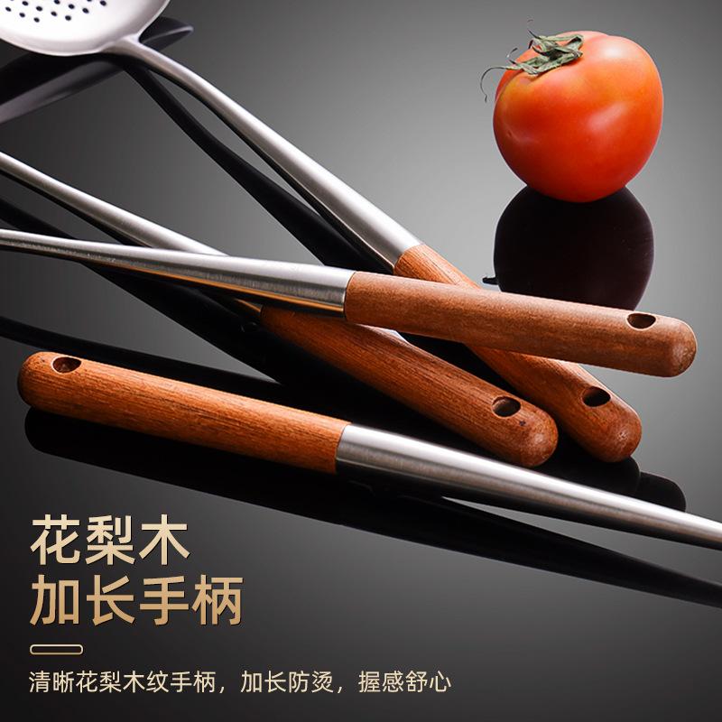

Кухонная лопатка из нержавеющей стали 304, ложка из палисандра с длинной ручкой, набор кухонной утвари с защитой от ожогов кофейный