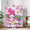 My Melody Strawberry Flannel Blanket 2D Single Print Cute Stylish Soft Blanket Home Living Room Bedroom Dorm Sanrio Vibe Decor