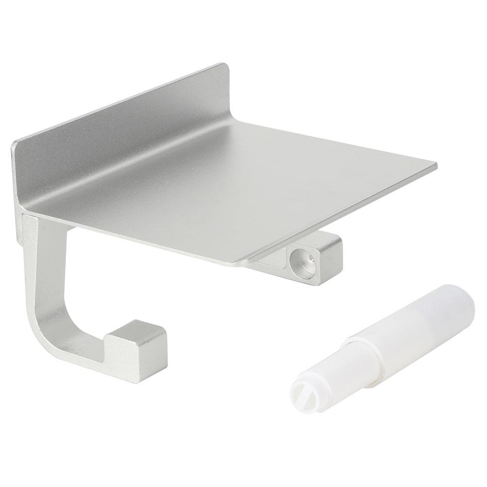 Space Aluminum Wall‑Mounted Roll Paper Rack Toilet Paper Holder with Phone Storage Shelf