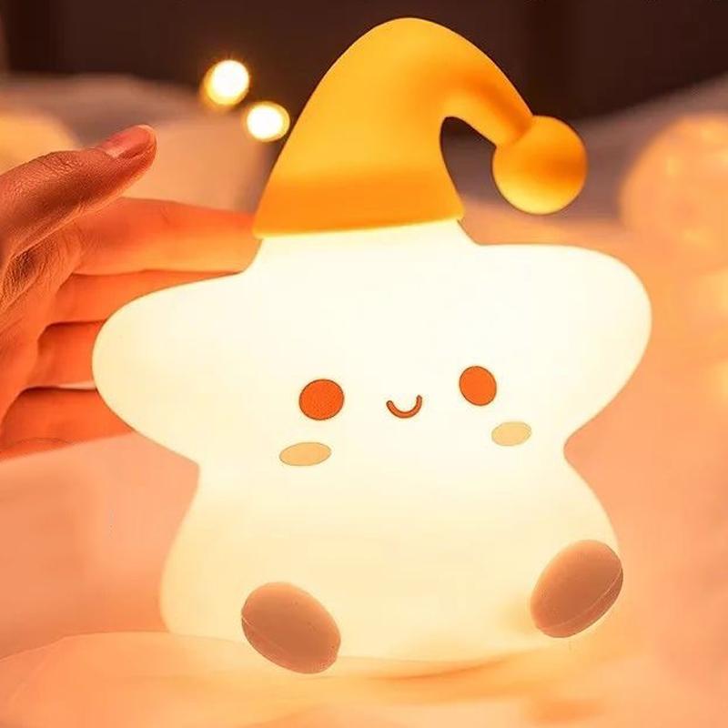 Cute Night Light Star Cute Birthday Gift Soft Silicone Lamp Warm Bedside Lamp Desktop Ornament Night Light
