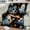 1PC Custom Name Ghostly Halloween Fun Outdooor Flannel Blankets Throw Blanket All-Season Throw Gift Bedspread for Couch, Bed, Camping Holiday Birthday