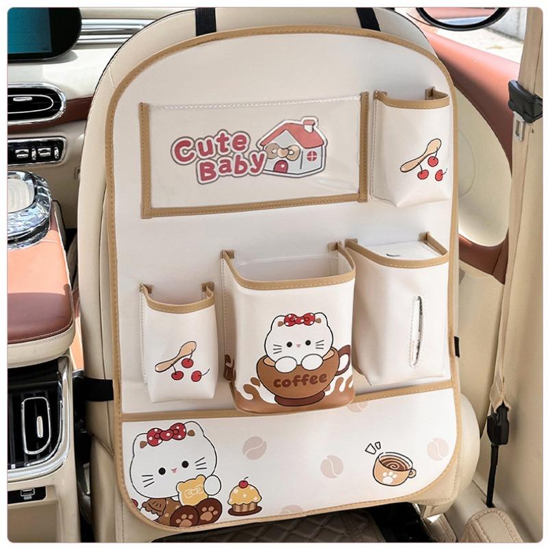 Car Back Seat Organizer Cute Cartoon Car Interior Storage Bag
