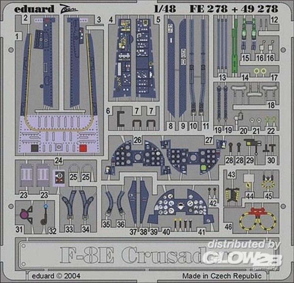 

Eduard 1/48 F-8E Crusader Etching Parts (for Hasegawa) Plastic Model Kits EDU49278