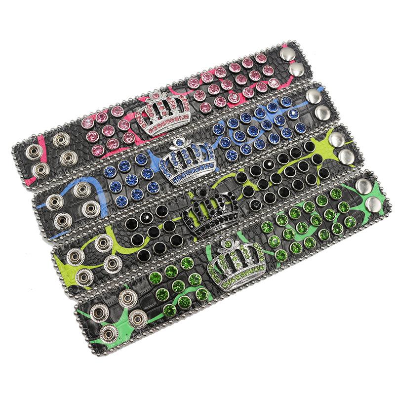 Crown Rhinestone Bracelet Jewelry Fashionable Design Diamond PU Leather Bracelet Jewelry