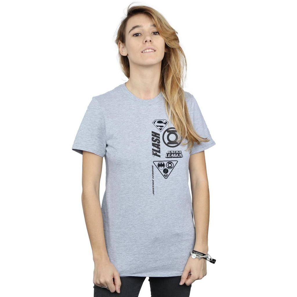 DC Comics Womens/Ladies Justice League Chest Icons Cotton Boyfriend T-Shirt