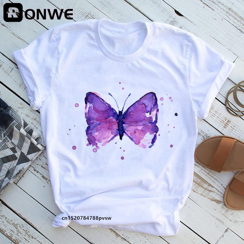 Woman Butterfly Tree 3D Print Harajuku Summer Tshirts Casual Round Neck Short Slee Top T- Shirt