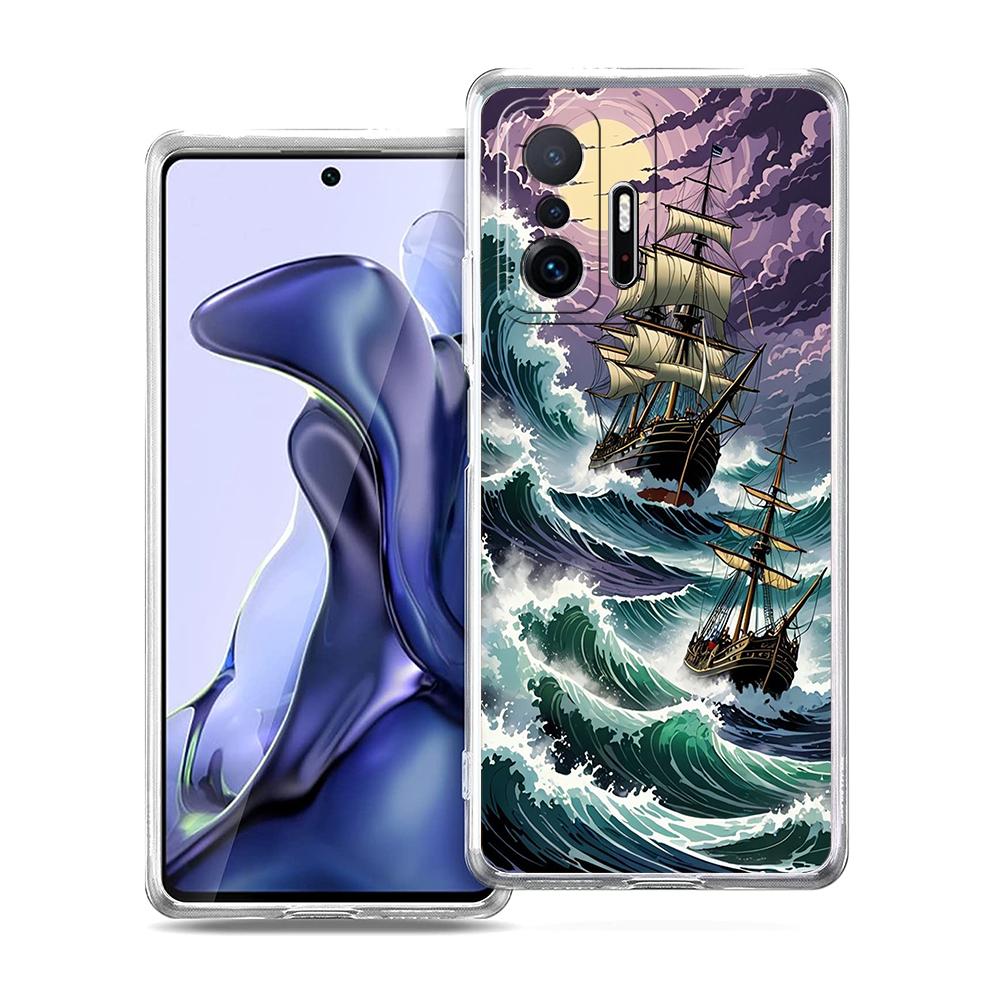 

Transparent Phone Case for Xiaomi Mi 14 13 12 11 Ultra 13T 12T 11T Poco X3 NFC F3 F6 Pro Lite 5G Soft TPU Shell Sea Wave Pattern for Xiaomi Mi 11