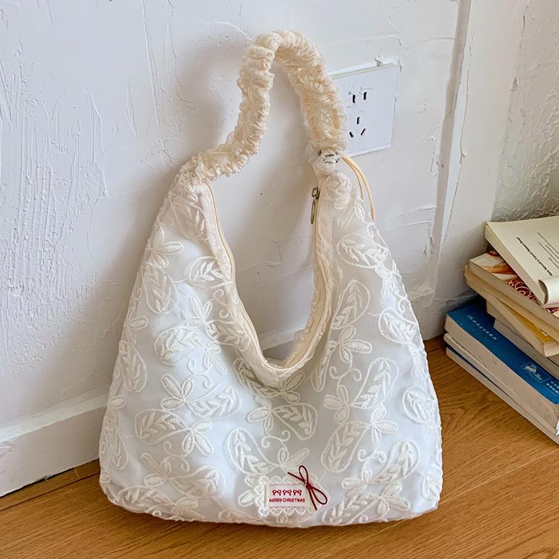 Fashionably Simple and Gentle Style Lace Bag, Large Capacity for Daily Commuting Tote Bag, Single Shoulder Bag