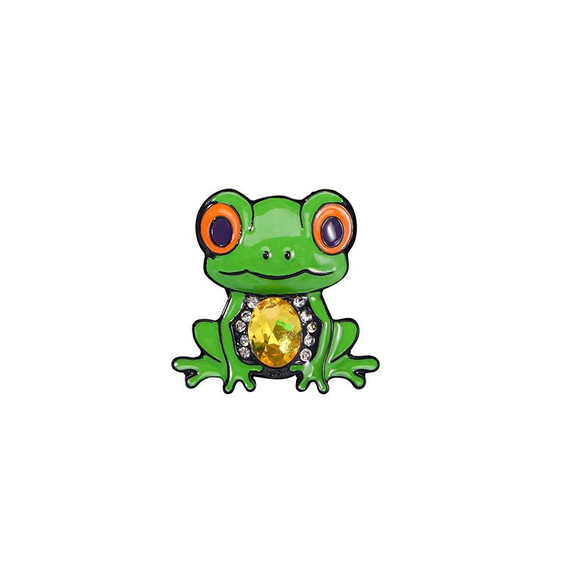 Cute Animal Brooch Frog Gem Series Styling Metal Oil Drop Cartoon Badge Waist Buckle