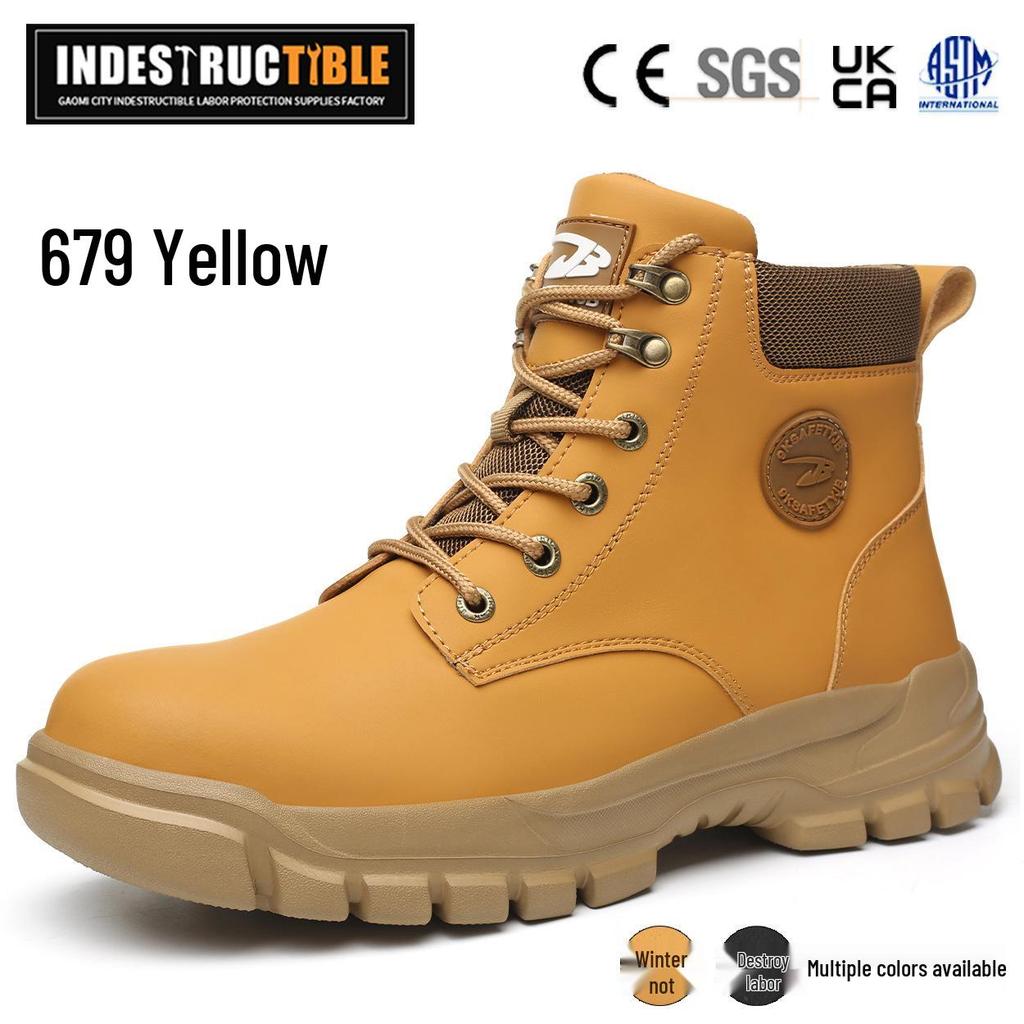 Autumn/Winter Steel Toe Anti-Puncture Work Boots - High-Top, Wear-Resistant Safety Shoes