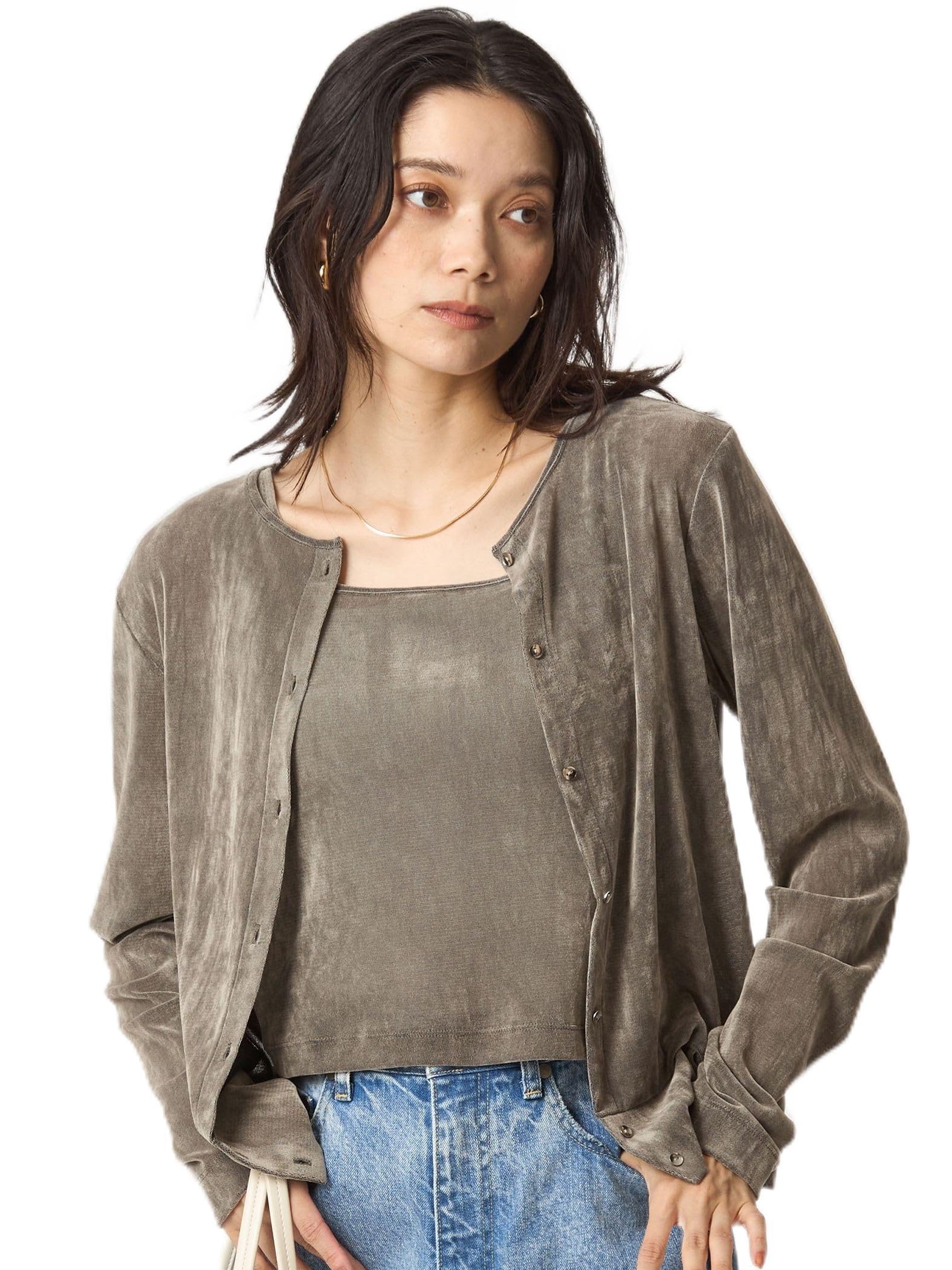 

[United Arrows Green Label Relaxing] Conclusion Series Extreme Sheer Flocked Cardigan 36272000000 1500 GRAY(15) FREE