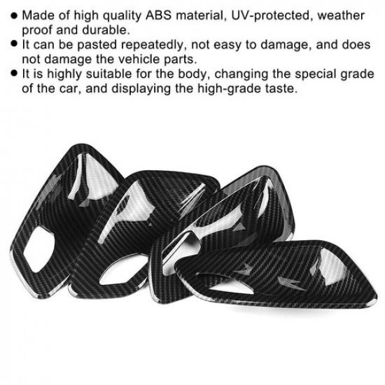 4x Carbon Fiber Interior Door Handle Bowl Cover Trim For BMW E90 E92 E93 2005-12