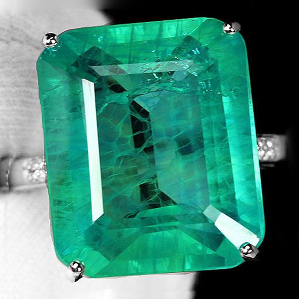 

Женская мода Огромный зеленый кристалл с сапфиром Кольца Свадебные обручальные женские украшения