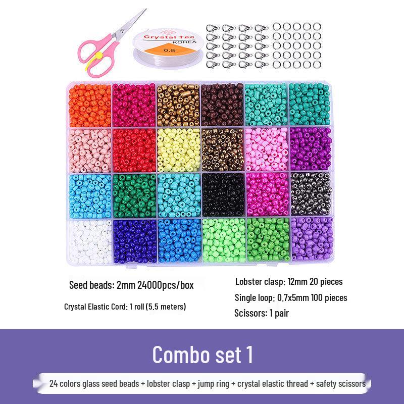 

Набор для изготовления ожерелья и браслета из стекляруса 24 цветов с застежкой-лобстером