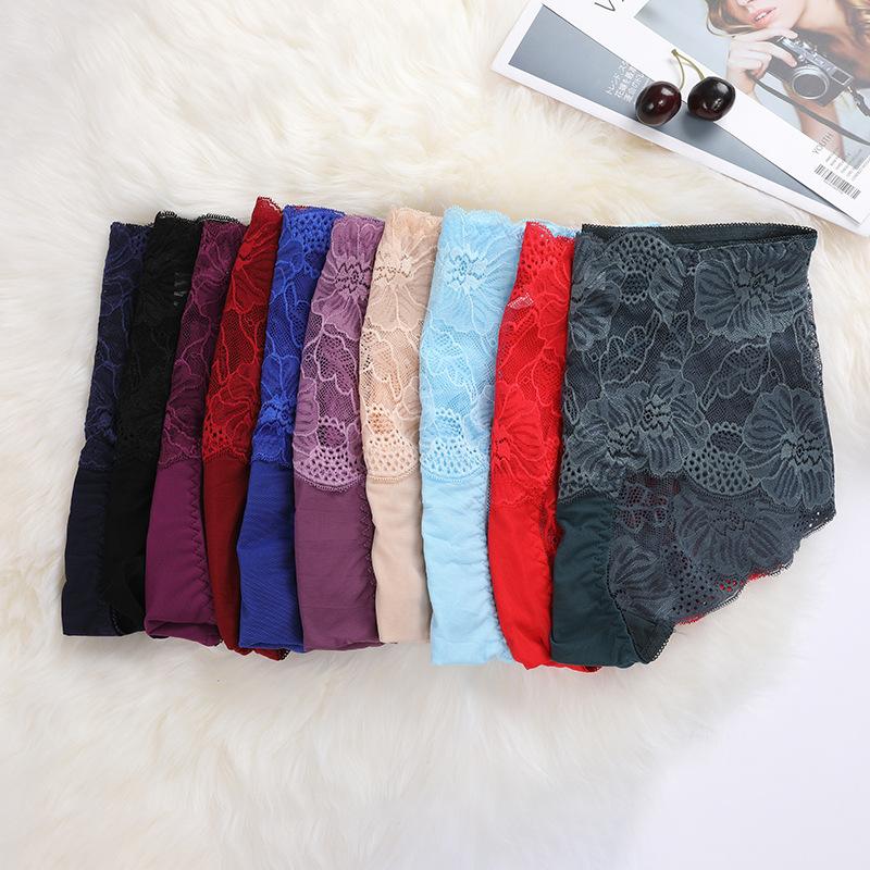 10 farben Frauen Sexy Spitze Höschen Blumen Stickerei Unterwäsche Mittlere Taille Butt Lift Nahtlose Slip Plus Größe Elastizität Panty